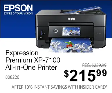 Epson Expression Premium XP-7100 All-in-one Printer - REG $239.99, $215.99 Price after 10% Instant Savings with Insider Card - SKU 808220