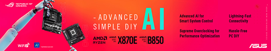 ASUS Advanced Simple DIY AI - Advanced AI for Smart Systems Control. Supreme Overclocking for Performance Optimization. Lightning-fast Connectivity. Hassle-free PC DIY