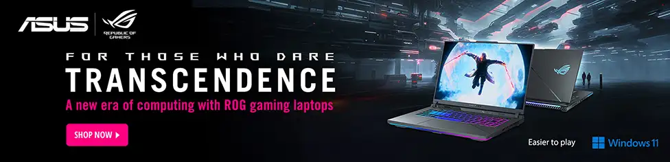 ASUS. For those who dare transcendence. New era of computing with ROG gaming laptops