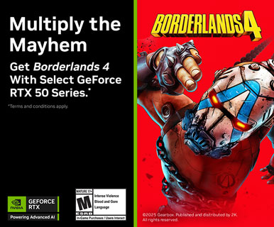 Multiply the Mayhem: Get Borderlands 4 with Select GeForce RTX 50 Series.