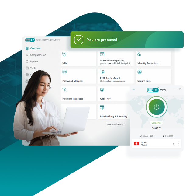 ESET protections overview in simulated screenshot
