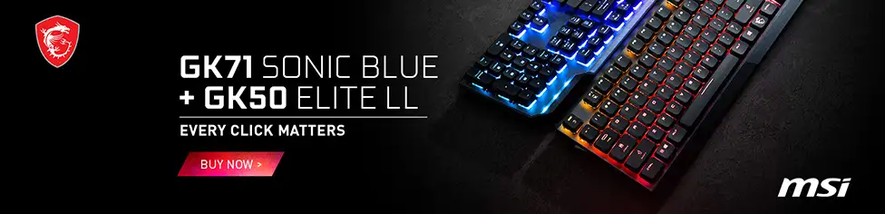 MSI GK71 Sonic Blue + GK50 Elite LL Mechanical Gaming Keyboard