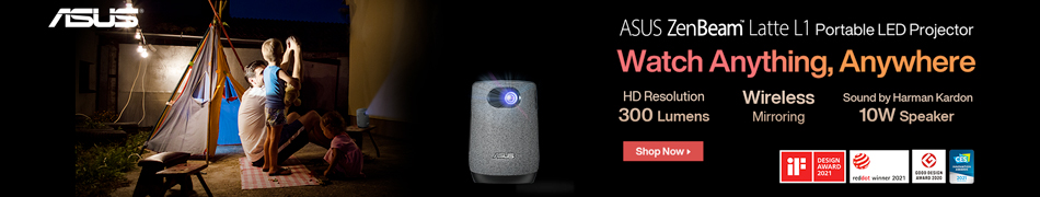 ASUS ZenBeam Latte LI LED Projector. Watch Anything, Anywhere - Shop Now