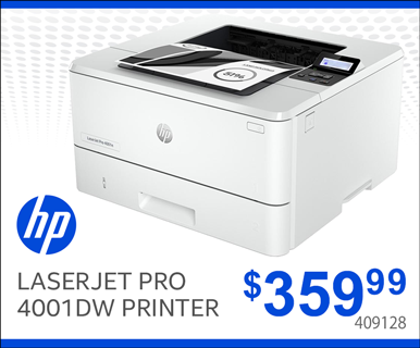 HP LaserJet Pro 4001DW Printer - $359.99. SKU 409128