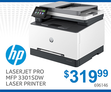 HP LaserJet Pro MFP 3301sdw Laser Printer with 3 months free ink through HP Plus - $319.99; SKU 696146