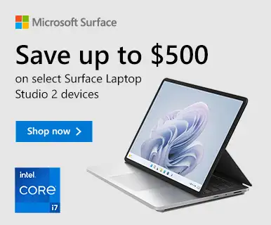 Save up to $500
on select Surface Laptop Studio 2 devices