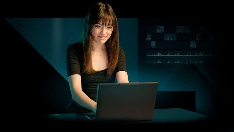 young woman using a laptop