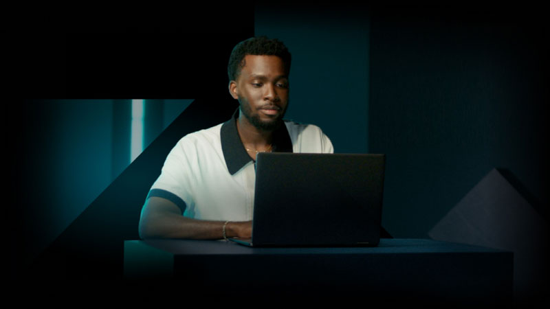 young man using a laptop